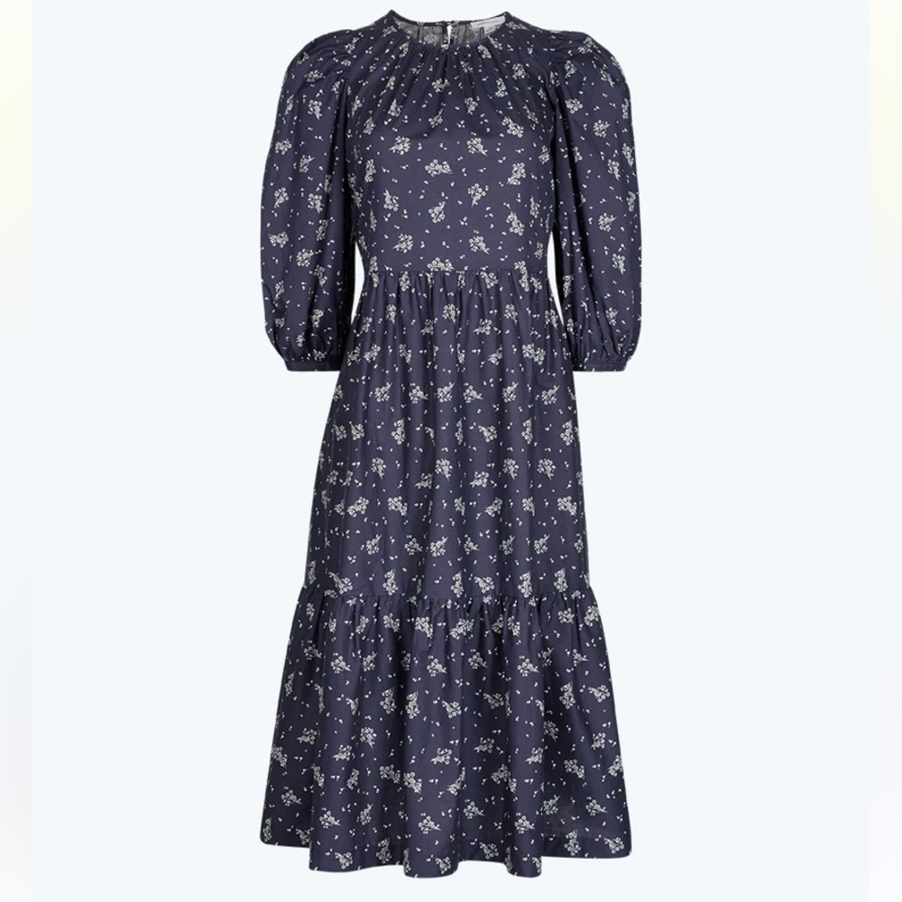 EUC Navy Floral Midi Dress - Summersalt